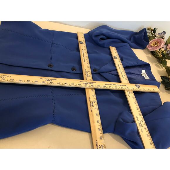 Le Suit Women Jacket Plus Size 18 Blue Lapel Notch Collar Long Sleeve Preppy - Picture 9 of 12